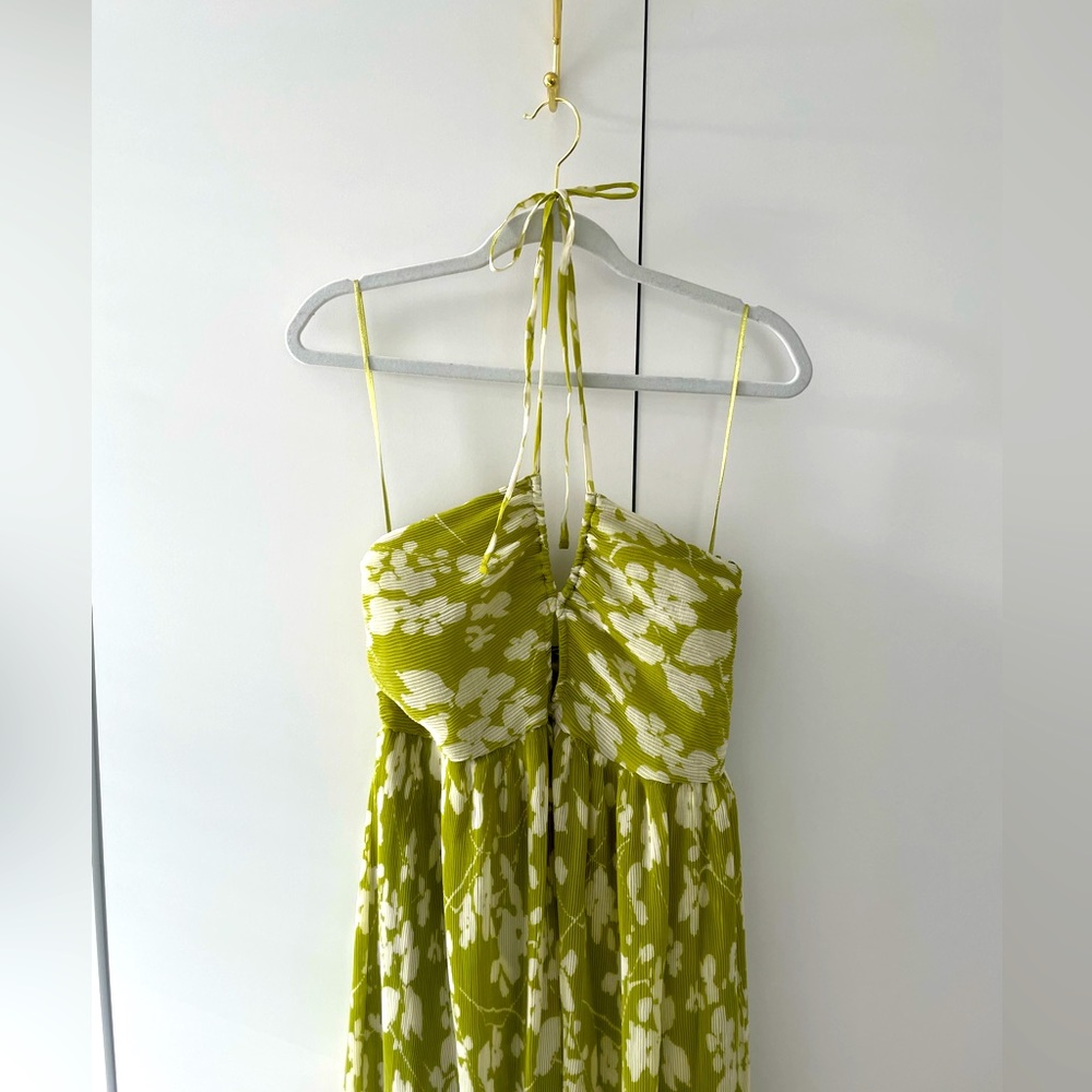 abercrombie & fitch green halter midi dress